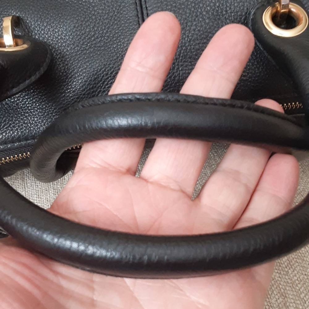 Vince Camuto black leather studded satchel bag - Picture 9 of 11